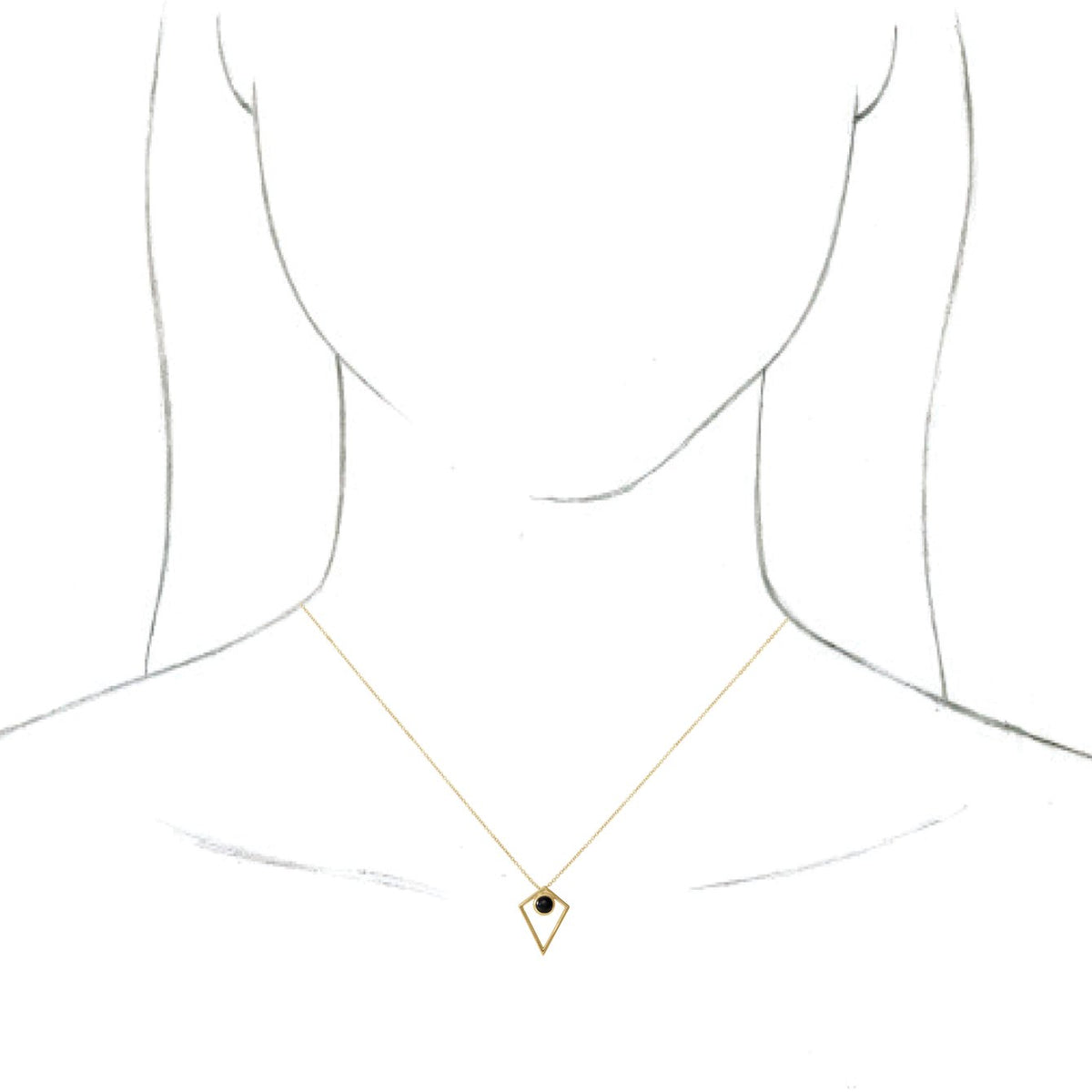 14K Yellow Onyx Cabochon Pyramid 16-18 Necklace