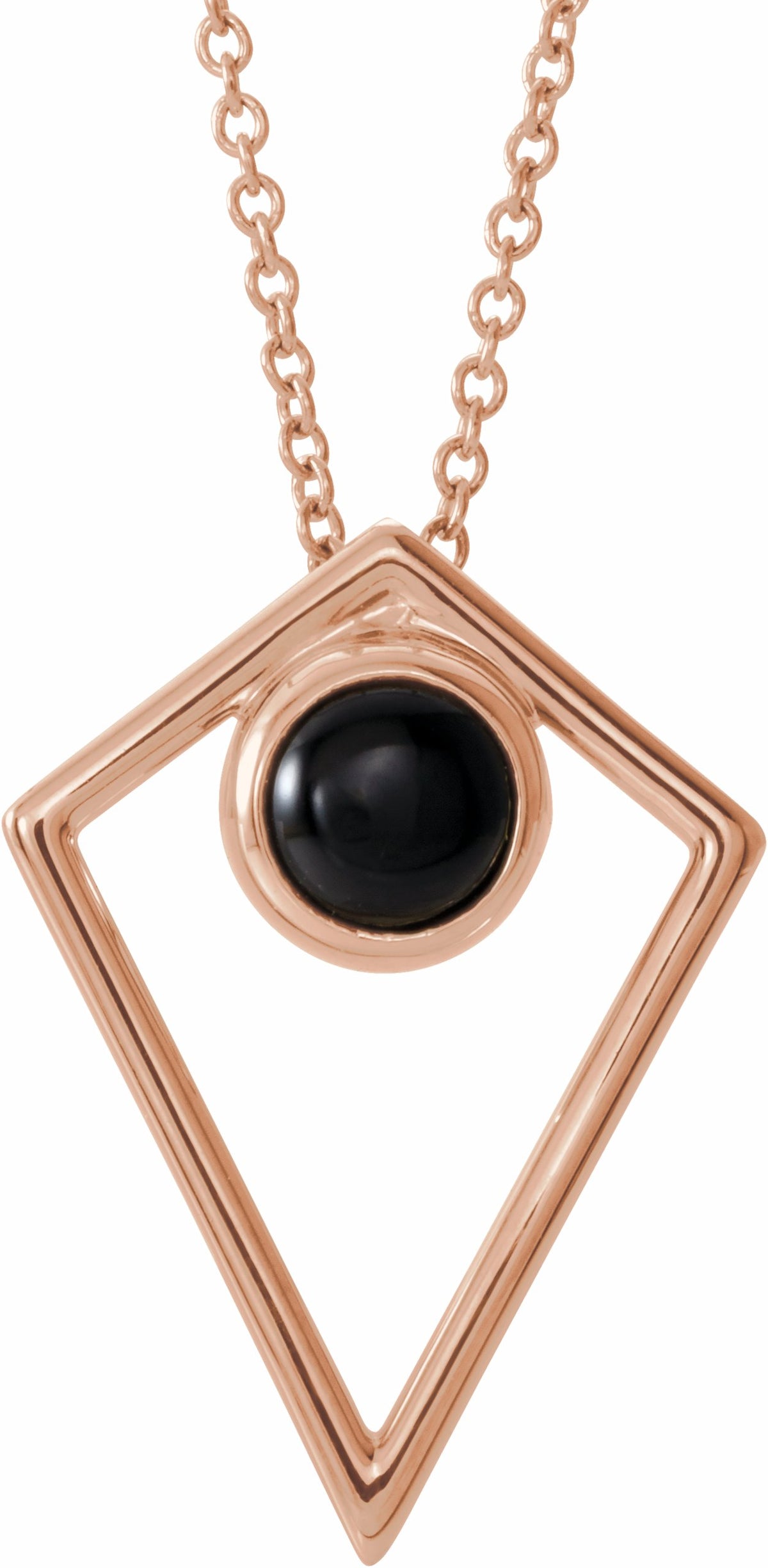 14K Rose Onyx Cabochon Pyramid 16-18 Necklace