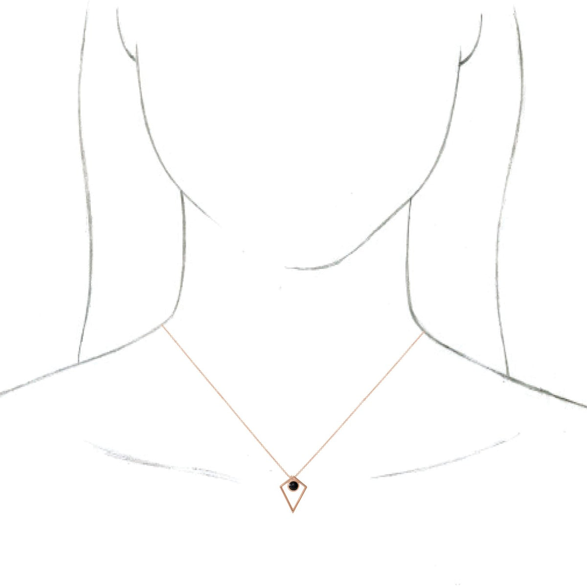 14K Rose Onyx Cabochon Pyramid 16-18 Necklace