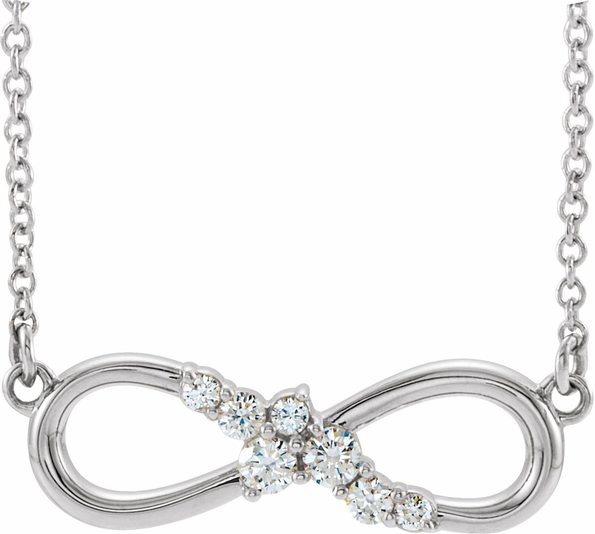 14K White 1/8 CTW Diamond Infinity-Inspired Bar 18 Necklace