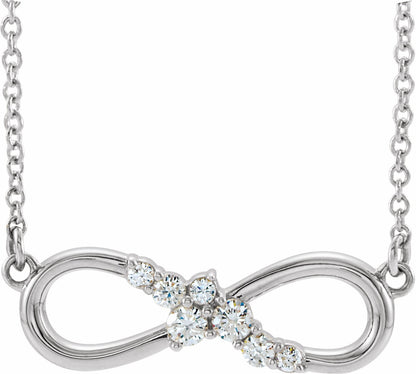 14K White 1/8 CTW Diamond Infinity-Inspired Bar 18 Necklace