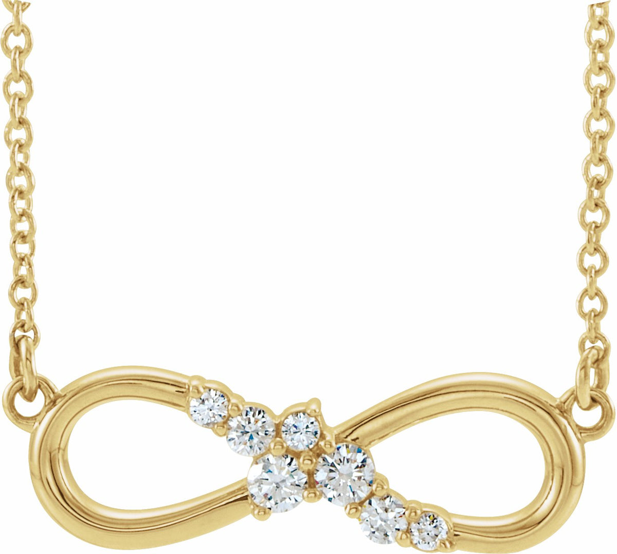 14K Yellow 1/8 CTW Diamond Infinity-Inspired Bar 18 Necklace