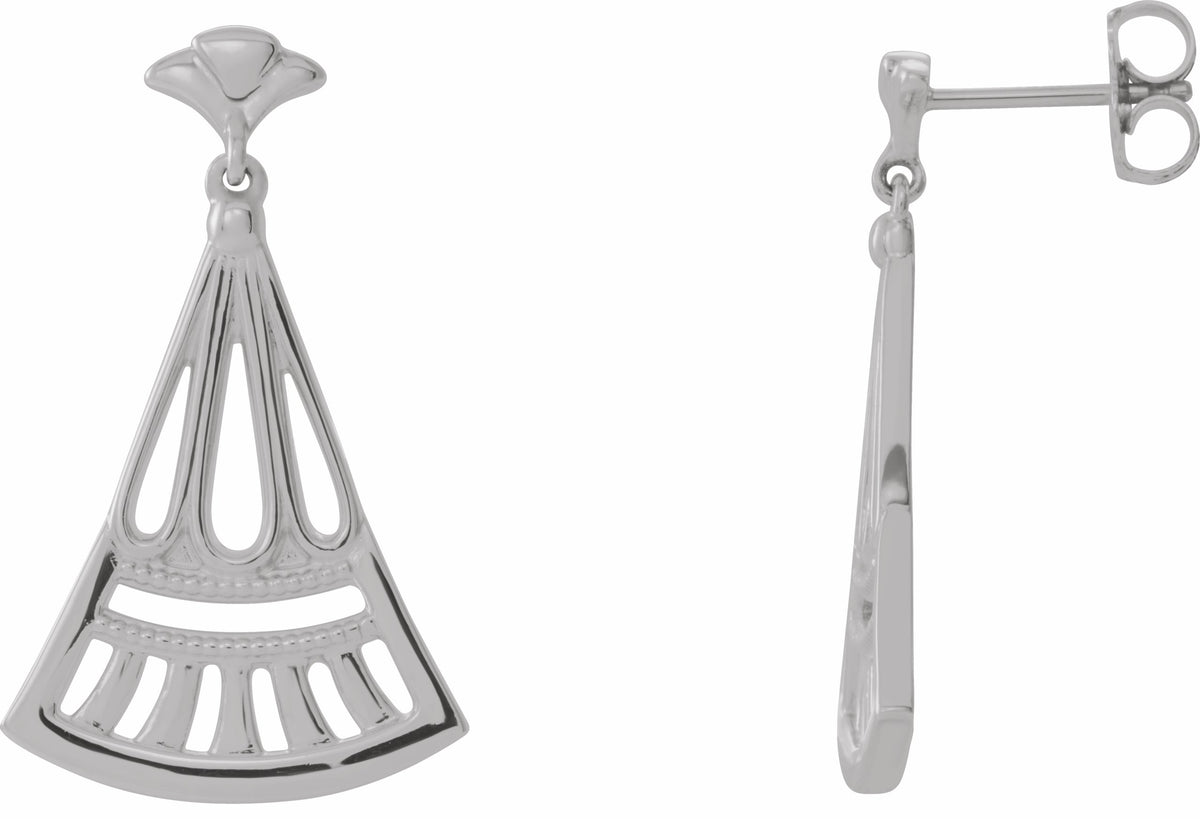 14K White Vintage-Inspired Dangle Earrings