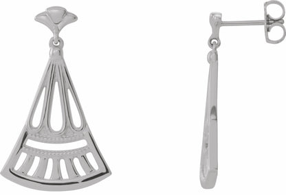 14K White Vintage-Inspired Dangle Earrings