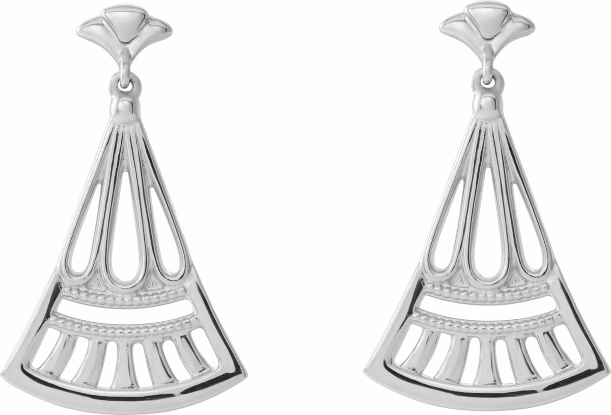 14K White Vintage-Inspired Dangle Earrings