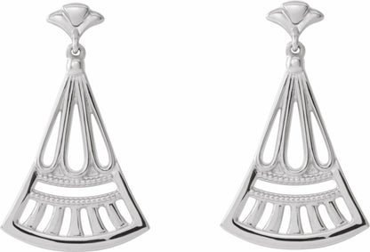 14K White Vintage-Inspired Dangle Earrings