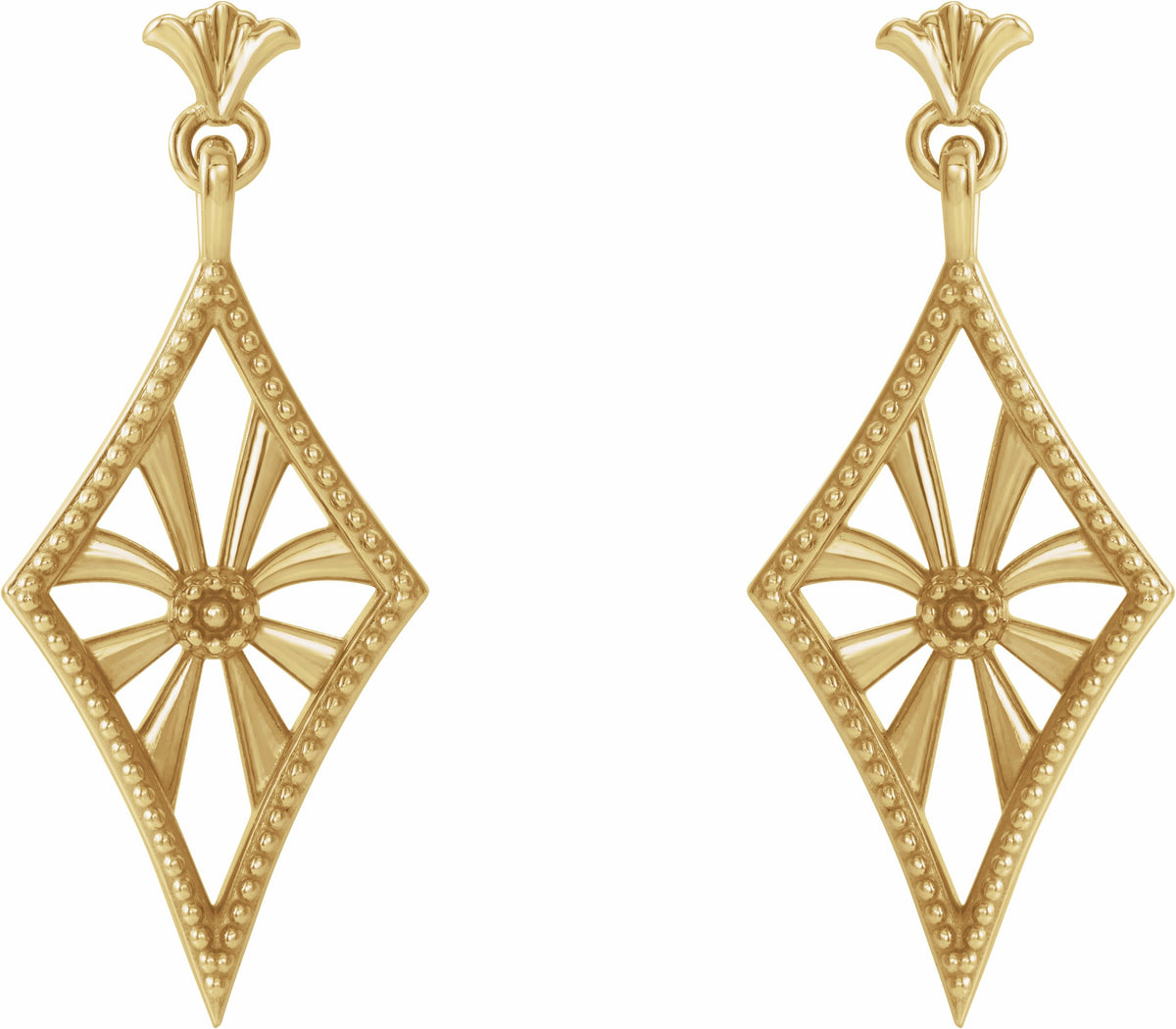 14K Yellow Vintage-Inspired Dangle Earrings