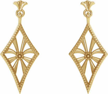 14K Yellow Vintage-Inspired Dangle Earrings