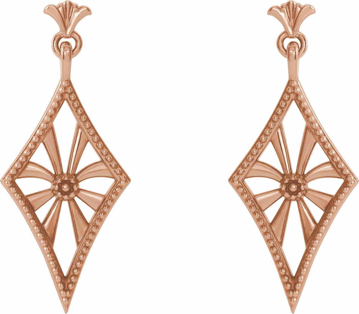 14K Rose Vintage-Inspired Dangle Earrings