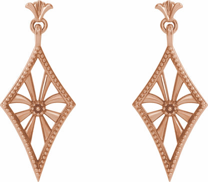 14K Rose Vintage-Inspired Dangle Earrings