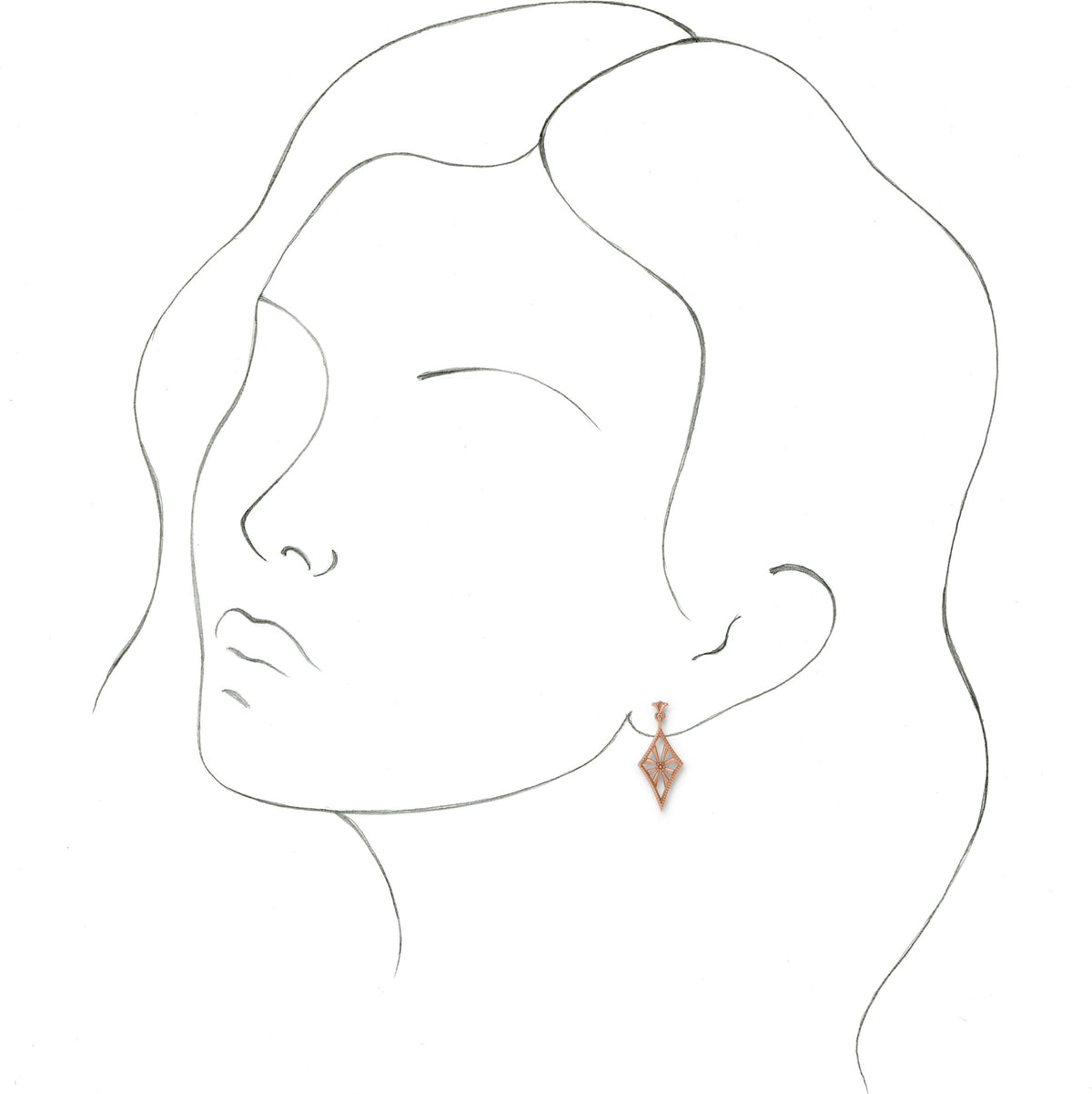 14K Rose Vintage-Inspired Dangle Earrings