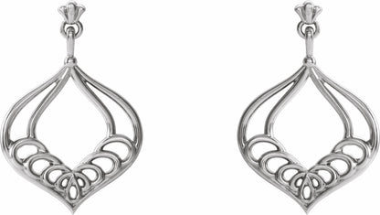 14K White Vintage-Inspired Dangle Earrings