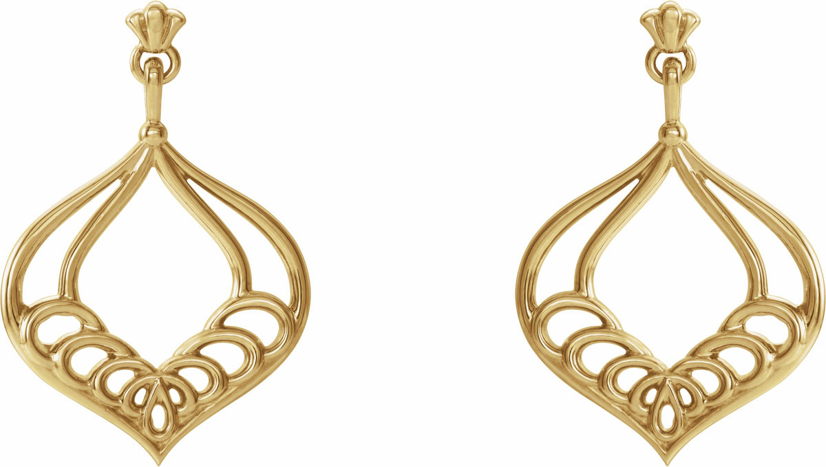 14K Yellow Vintage-Inspired Dangle Earrings