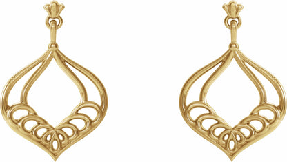 14K Yellow Vintage-Inspired Dangle Earrings