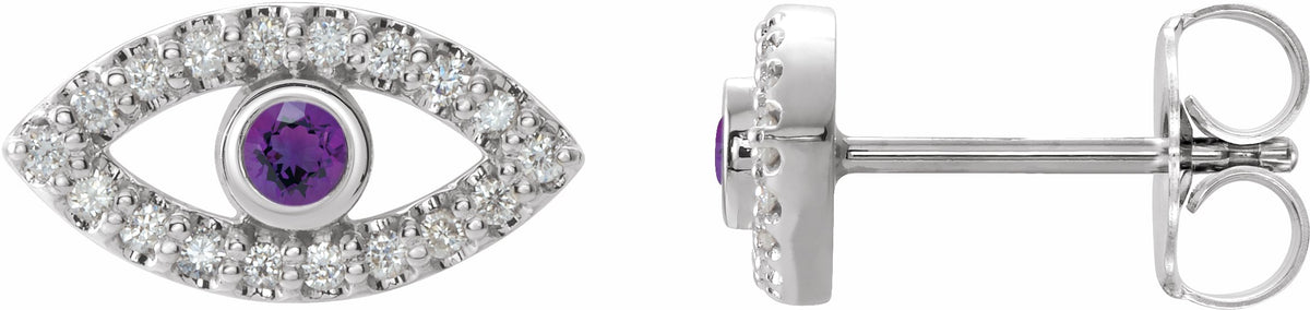 14K White Amethyst & White Sapphire Earrings