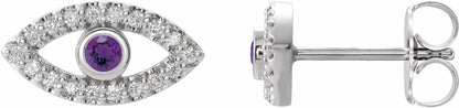 14K White Amethyst & White Sapphire Earrings