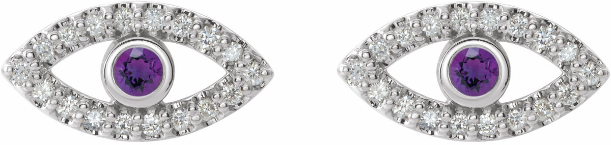 14K White Amethyst & White Sapphire Earrings