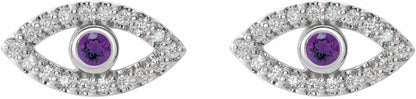 14K White Amethyst & White Sapphire Earrings
