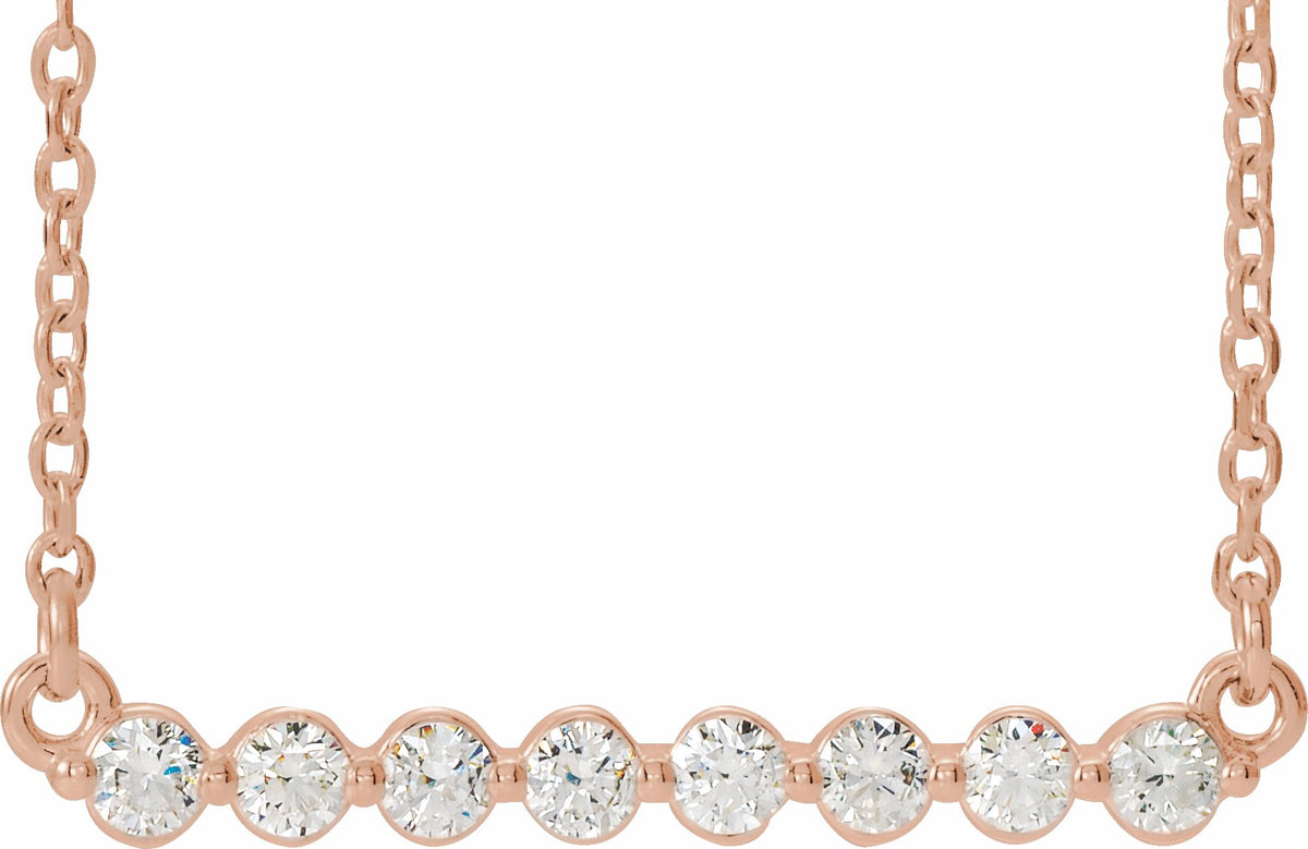 14K Rose 1/4 CTW Diamond Bar 18 Necklace