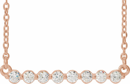14K Rose 1/4 CTW Diamond Bar 18 Necklace