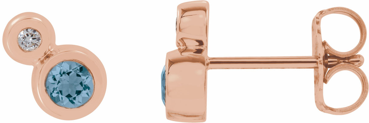 14K Rose Aquamarine & .03 CTW Diamond Earrings