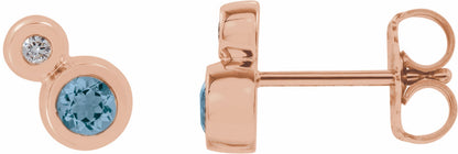 14K Rose Aquamarine & .03 CTW Diamond Earrings