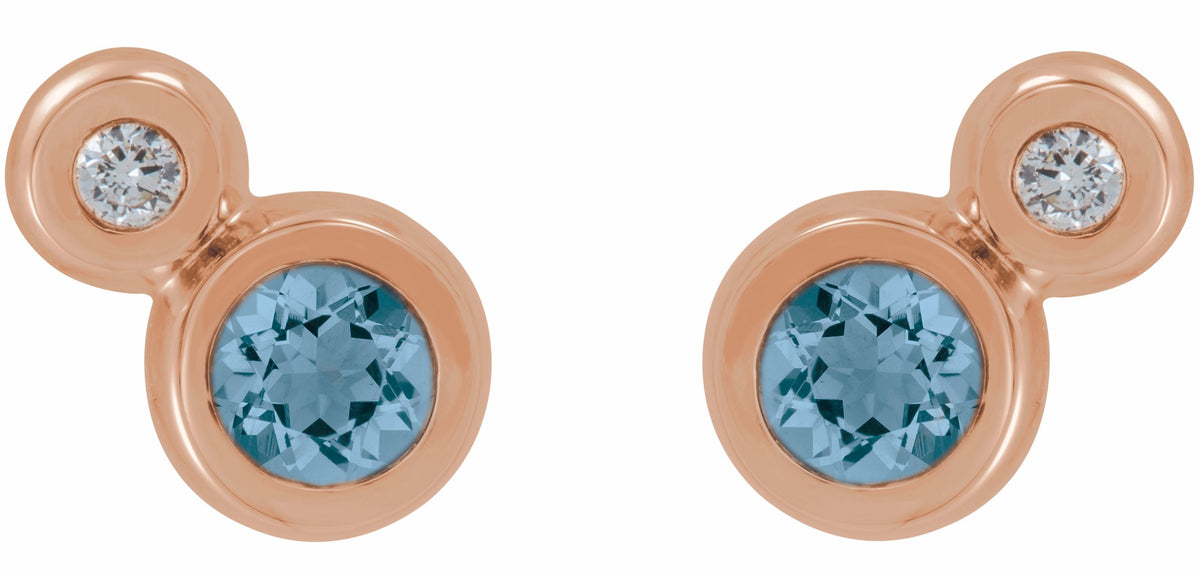 14K Rose Aquamarine & .03 CTW Diamond Earrings