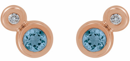 14K Rose Aquamarine & .03 CTW Diamond Earrings