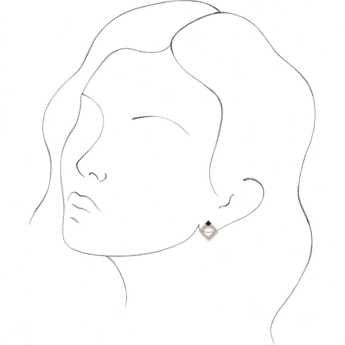 14K Rose Amethyst & 1/3 CTW Diamond Earrings