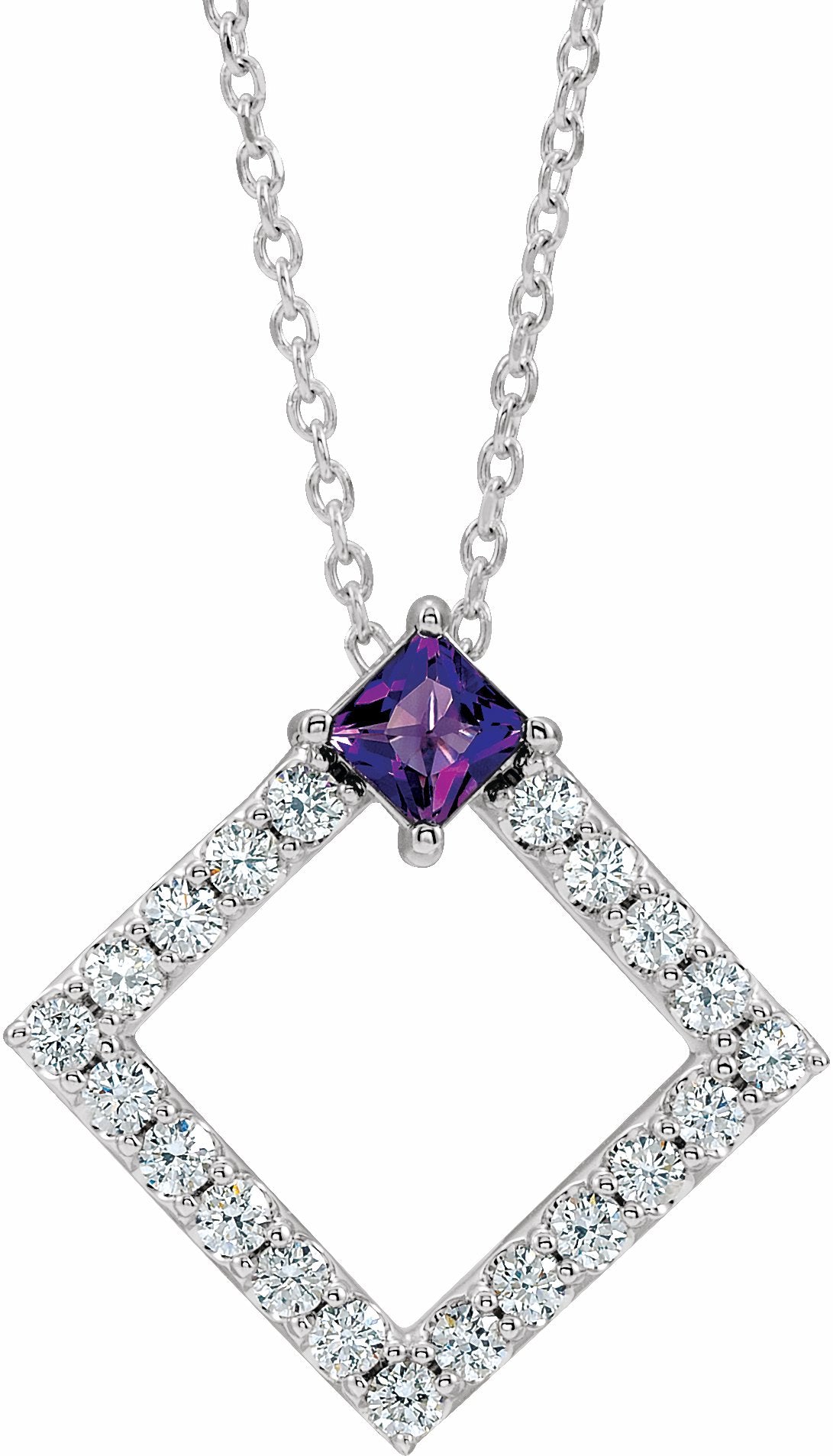 14K White Amethyst & 3/8 CTW Diamond 16-18 Necklace