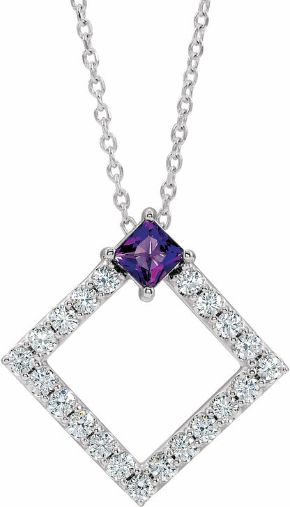 14K White Amethyst & 3/8 CTW Diamond 16-18 Necklace