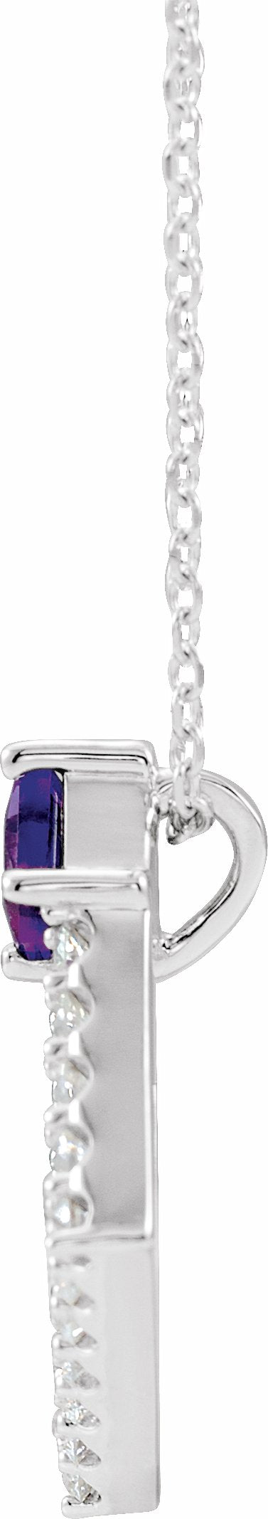 14K White Amethyst & 3/8 CTW Diamond 16-18 Necklace