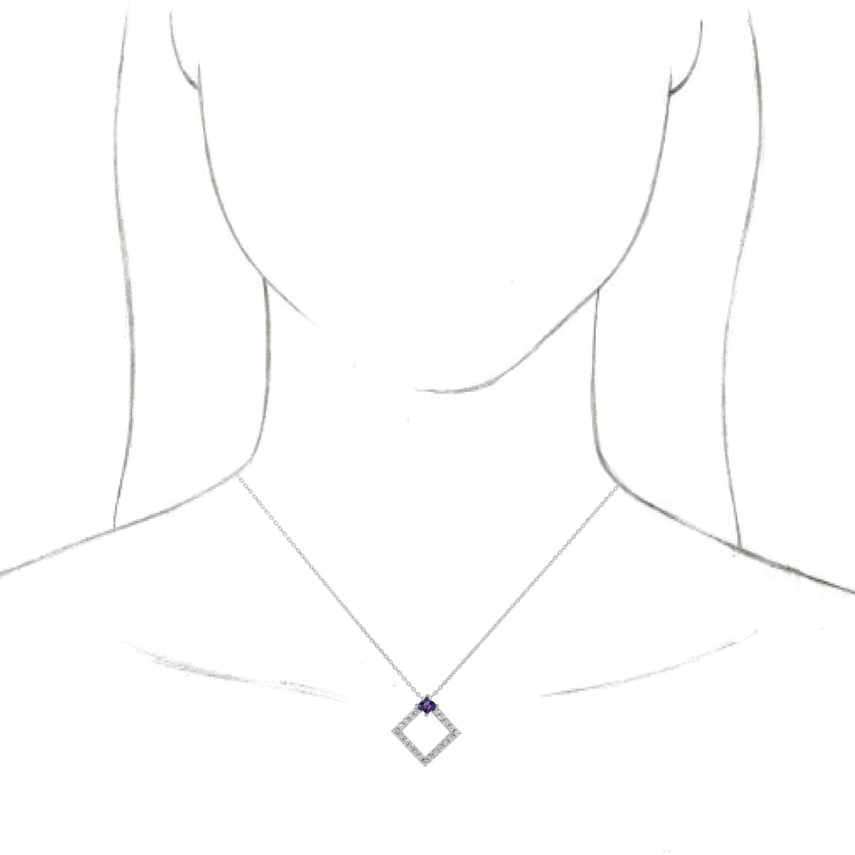 14K White Amethyst & 3/8 CTW Diamond 16-18 Necklace