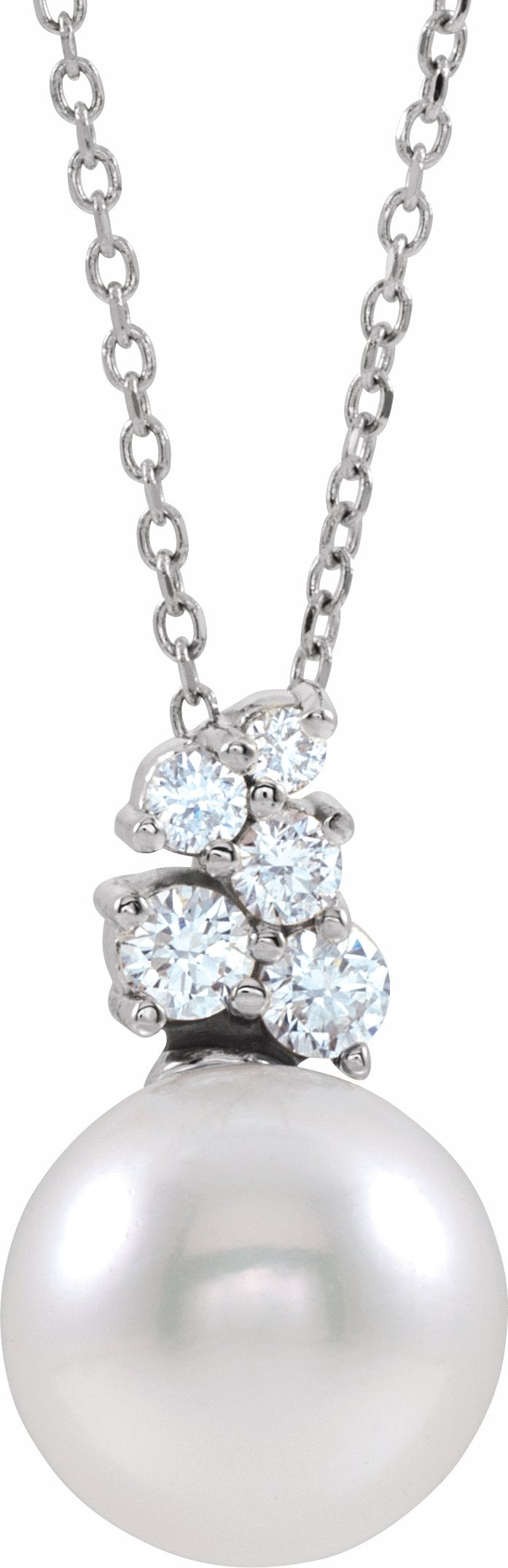 14K White Freshwater Cultured Pearl & 1/4 CTW Diamond 16-18 Necklace