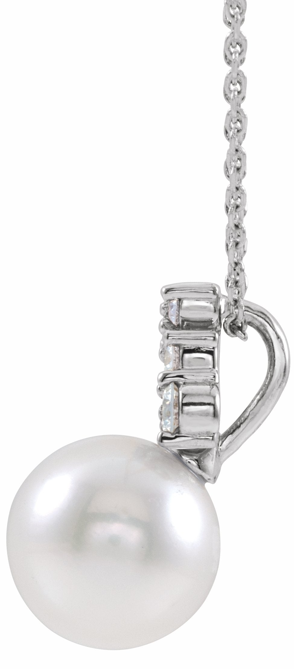 14K White Freshwater Cultured Pearl & 1/4 CTW Diamond 16-18 Necklace
