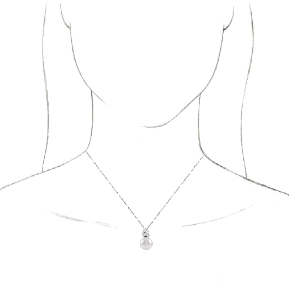 14K White Freshwater Cultured Pearl & 1/4 CTW Diamond 16-18 Necklace