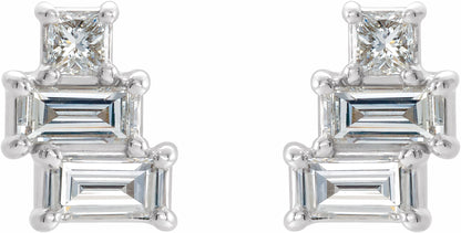 14K White 1/4 CTW Diamond Geometric Cluster Earrings