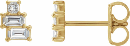 14K Yellow 1/4 CTW Diamond Geometric Cluster Earrings