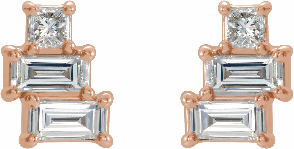 14K Rose 1/4 CTW Diamond Geometric Cluster Earrings