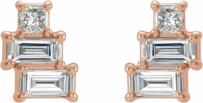 14K Rose 1/4 CTW Diamond Geometric Cluster Earrings