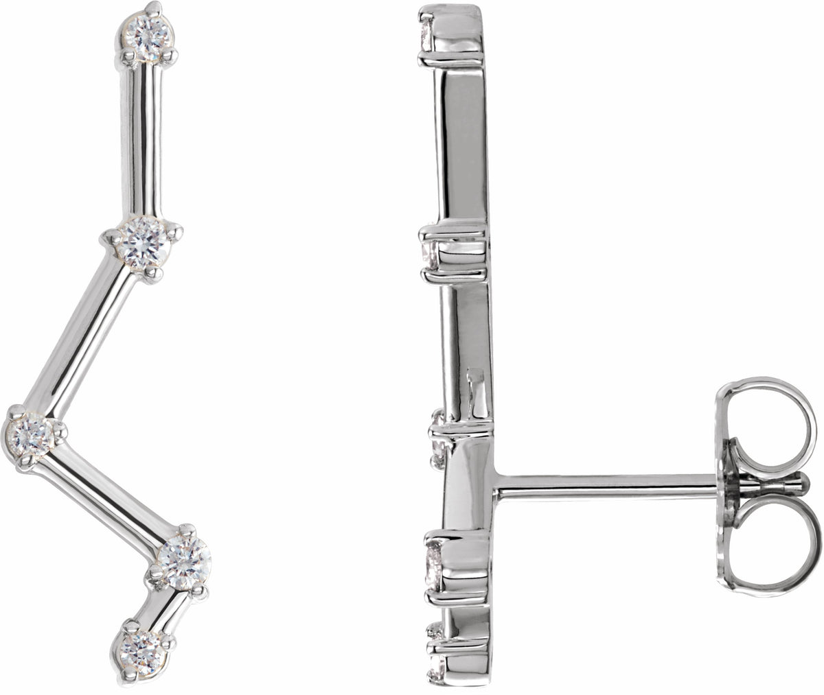 14K White 1/10 CTW Diamond Constellation Earring Climbers