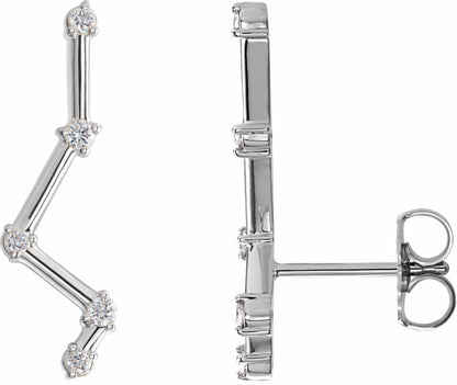 14K White 1/10 CTW Diamond Constellation Earring Climbers