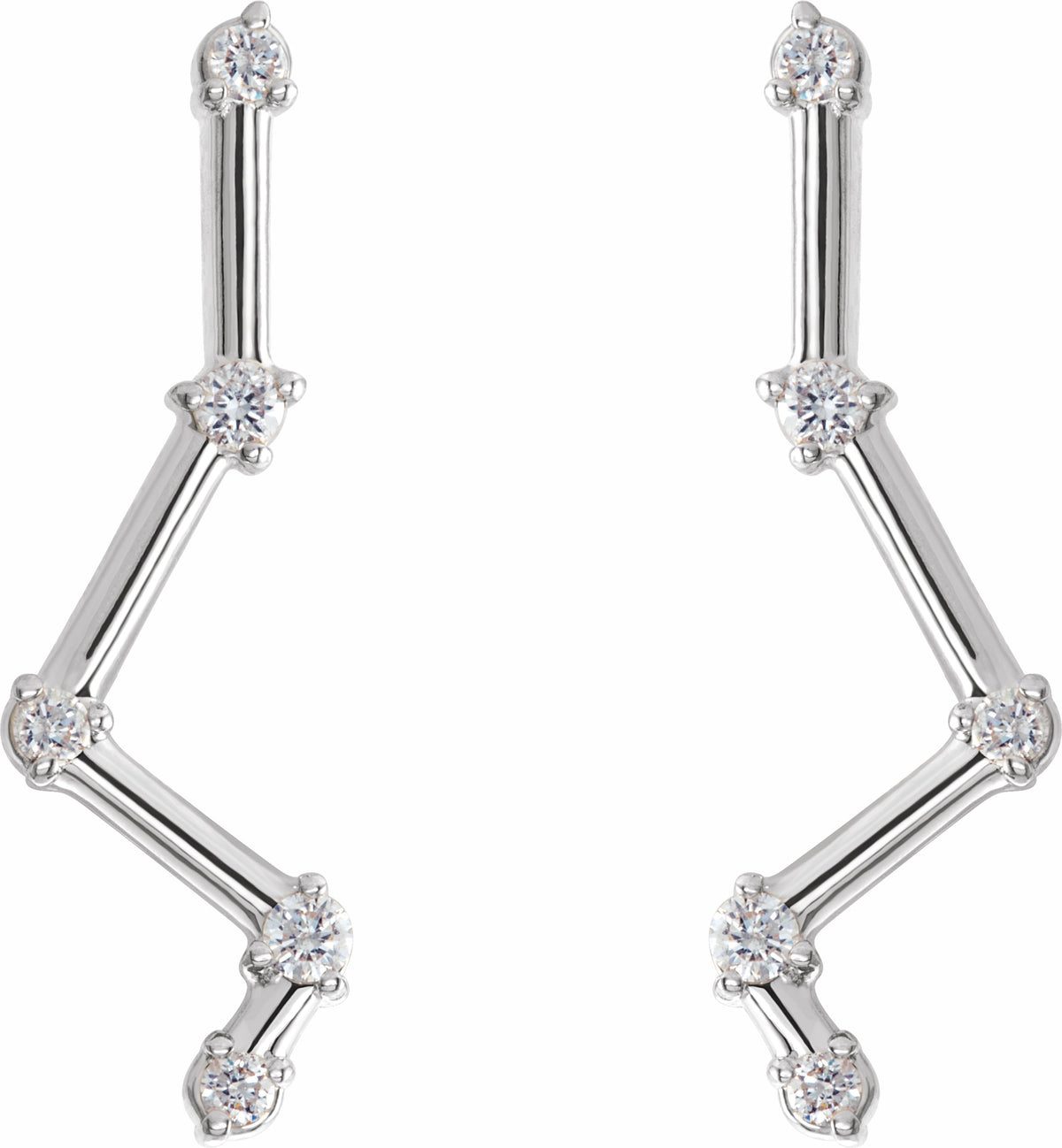 14K White 1/10 CTW Diamond Constellation Earring Climbers