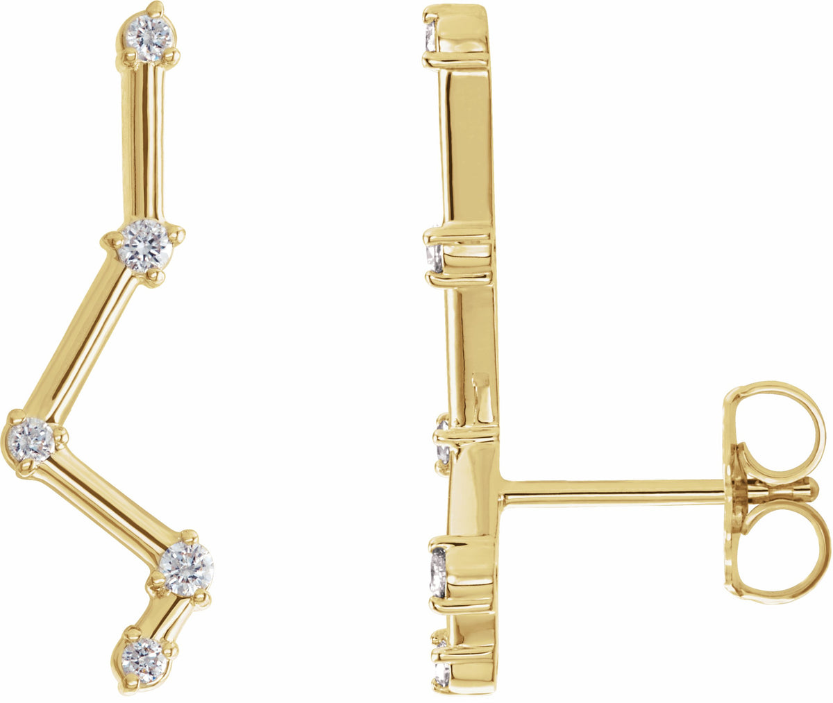 14K Yellow 1/10 CTW Diamond Constellation Earring Climbers
