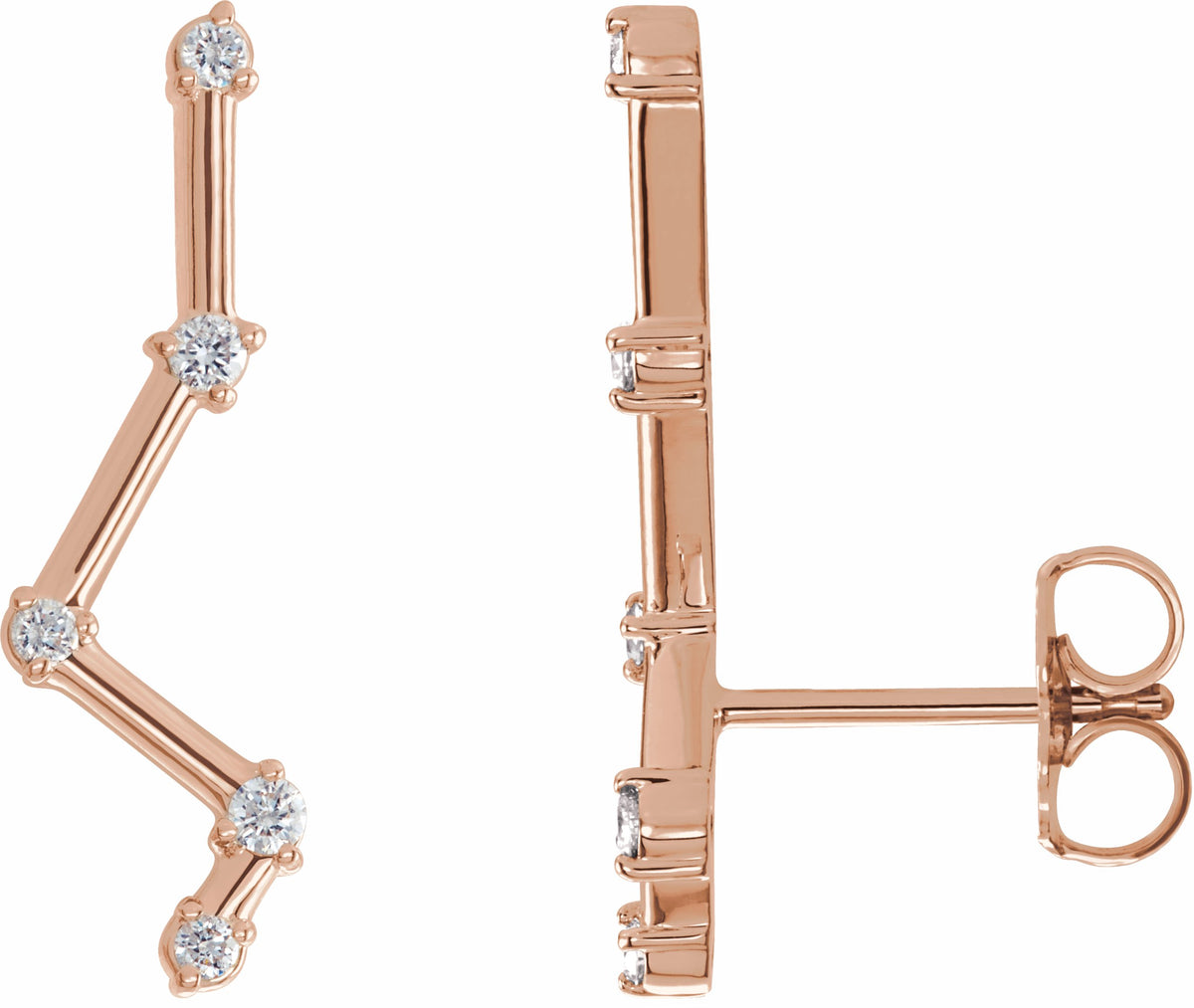 14K Rose 1/10 CTW Diamond Constellation Earring Climbers