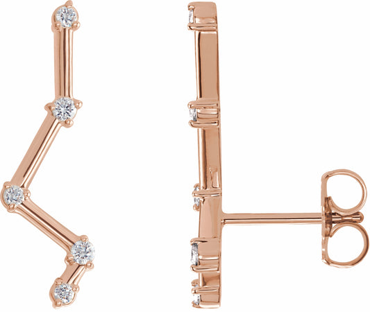 14K Rose 1/10 CTW Diamond Constellation Earring Climbers
