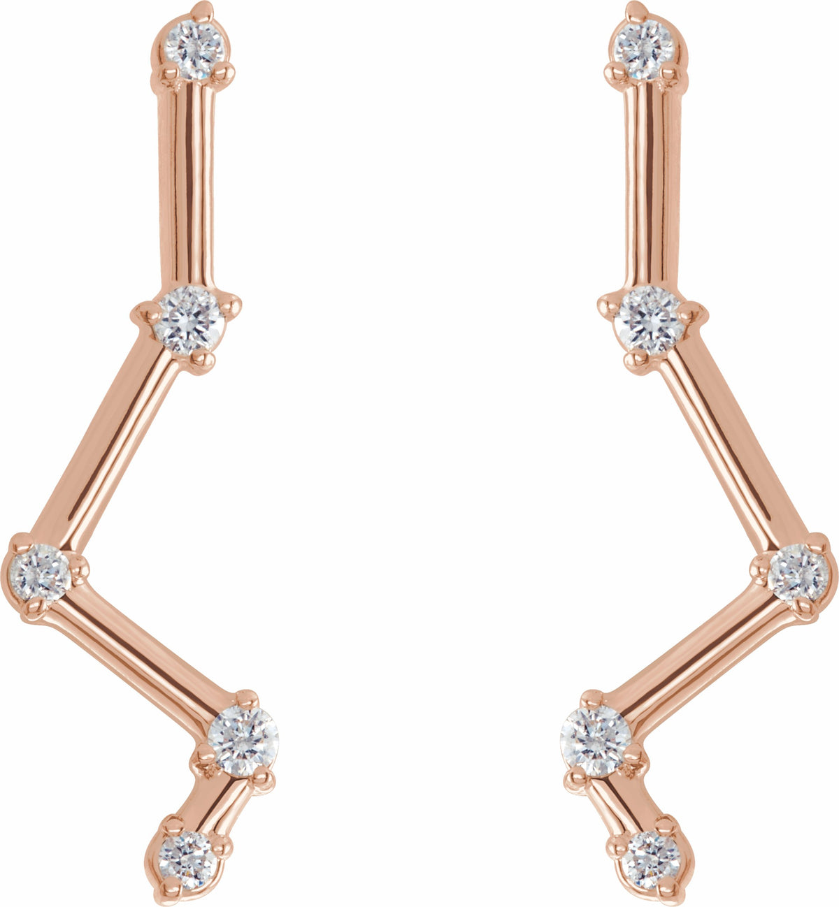 14K Rose 1/10 CTW Diamond Constellation Earring Climbers