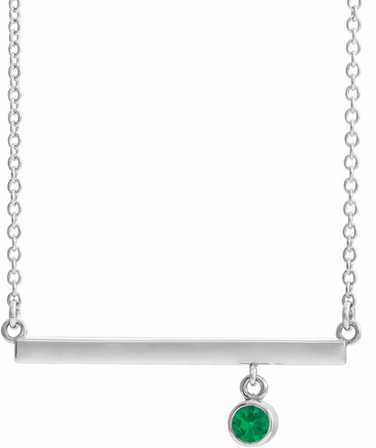 14K White Emerald Bezel-Set 16 Bar Necklace