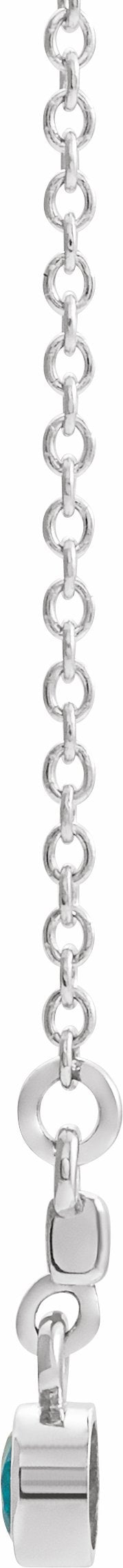 14K White Aquamarine Bezel-Set 18 Bar Necklace
