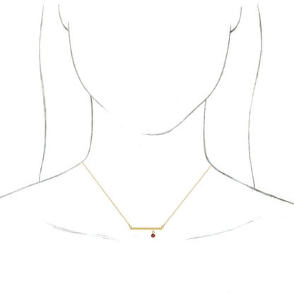 14K White Aquamarine Bezel-Set 18 Bar Necklace